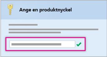 Ange produktnyckeln