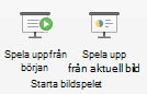 Spela upp bildspelet från början eller från den aktuella bilden.