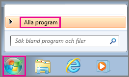 Sök efter Office-program med Alla program i Windows 7