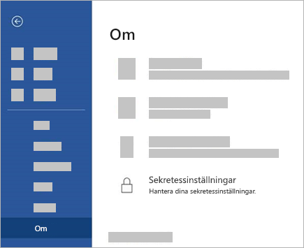 En skärmbild av knappen Inställningar.