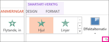 Dialogruteikoner på fliken Animeringar