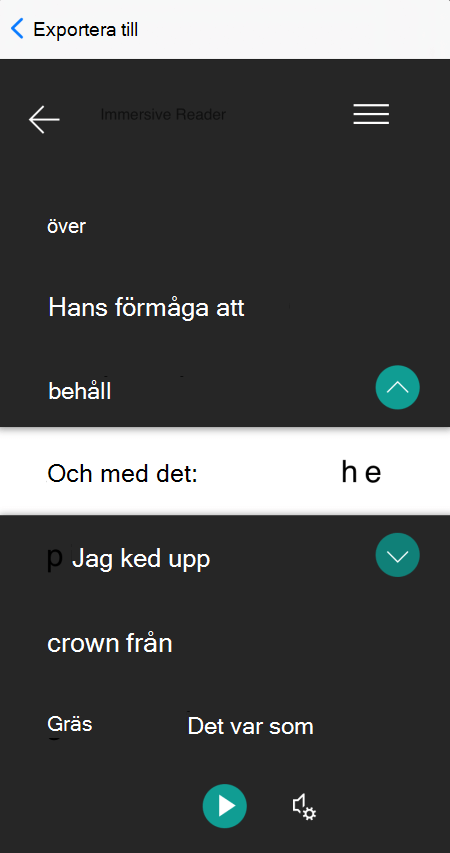 Radfokus i vyn Avancerad läsare i Microsoft Lens för iOS.