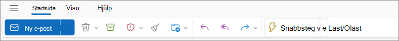 Menyfliksområdet i nya Outlook för Windows