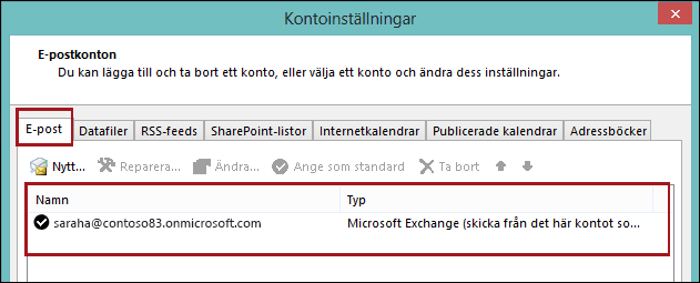 Kontotyp i Outlook