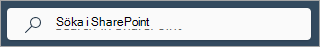 Skärmbild som visar sökrutan i SharePoint på varje sida.