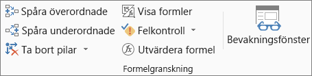 Gruppen Formelgranskning på fliken Formler