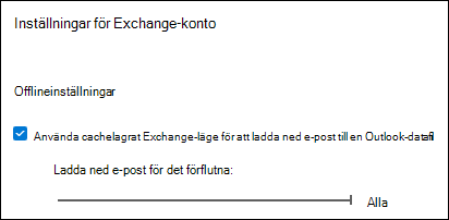 Flytta skjutreglaget till Alla för att ladda ned all Outlook-e-post när du exporterar e-post