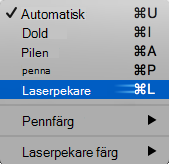 Välj laserpekare på popup-menyn