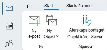 Välj Återställ borttagna objekt från servern för att återställa meddelanden som inte längre finns i mappen Borttaget