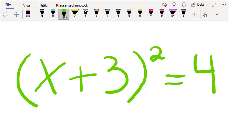 Skriva en matematisk ekvation i OneNote för Windows 10