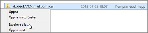 Högerklicka på filen och välja Extrahera.