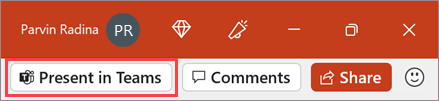Knappen Presentera i Teams