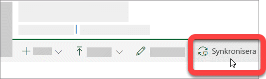 Skärmbild som visar synkroniseringsknappen i ett SharePoint-bibliotek.