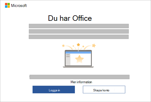 Visar dialogrutan som visas när du öppnar en Office-app på en ny enhet som innehåller en Office-licens.