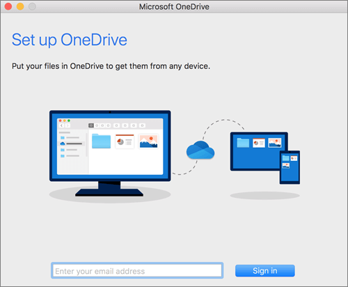 สกรีนช็อตของหน้าแรกของการตั้งค่า OneDrive