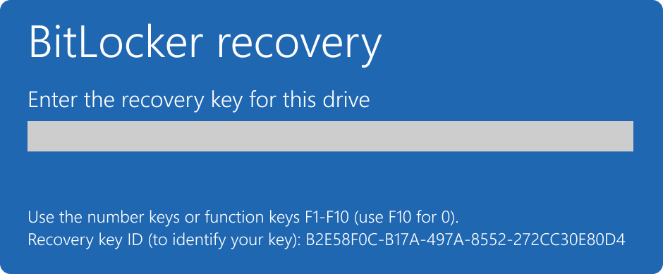 สกรีนช็อตของหน้าจอการกู้คืน BitLocker