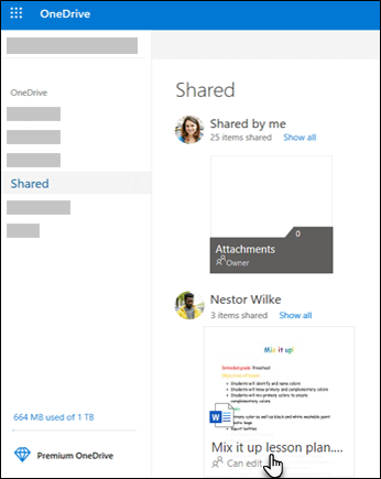 โฟลเดอร์ที่แชร์ของ OneDrive