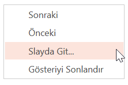 Sıranın dışında bir slayda gitme