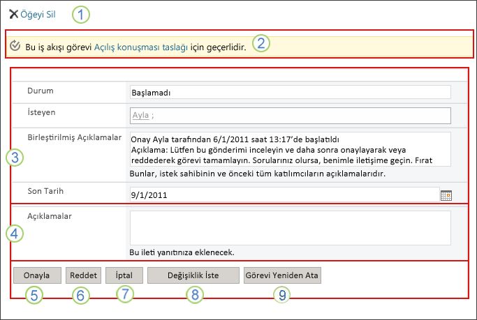 İş akışı görev formu