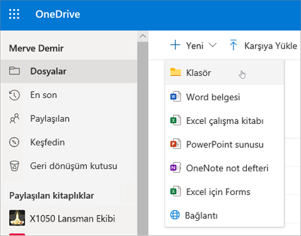 OneDrive Klasör Oluştur