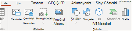 PowerPoint 'te Ekle sekmesi