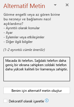 İyi bir alternatif metin örneğini gösteren alternatif metin bölmesi.