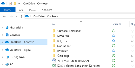Dosya Gezgini’nde OneDrive İş dosyalarının ekran görüntüsü