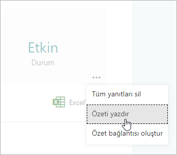 Microsoft Forms 'ta Özet yazdırma seçeneği