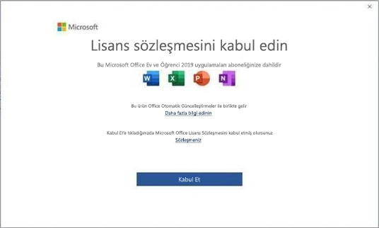 Microsoft Office 2019 son kullanıcı lisans sözleşmesi.