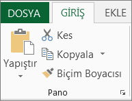 Giriş sekmesindeki Kopyala ve Yapıştır düğmeleri