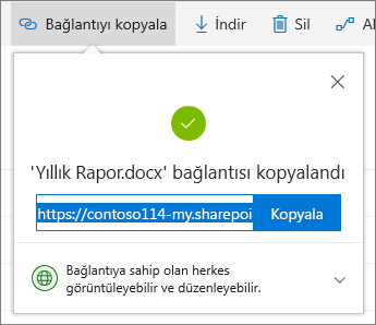 OneDrive İş’te bağlantı kopyalama