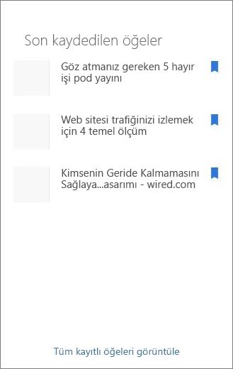 Son kaydedilen öğeler