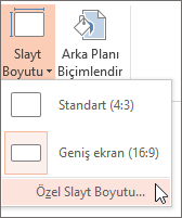 Özel Slayt Boyutu menü seçeneği