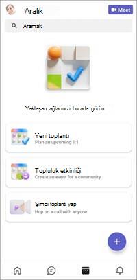 Teams ücretsiz mobil takvim ekranı