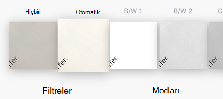 iOS için OneDrive'da görüntü taramaları için filtre seçenekleri