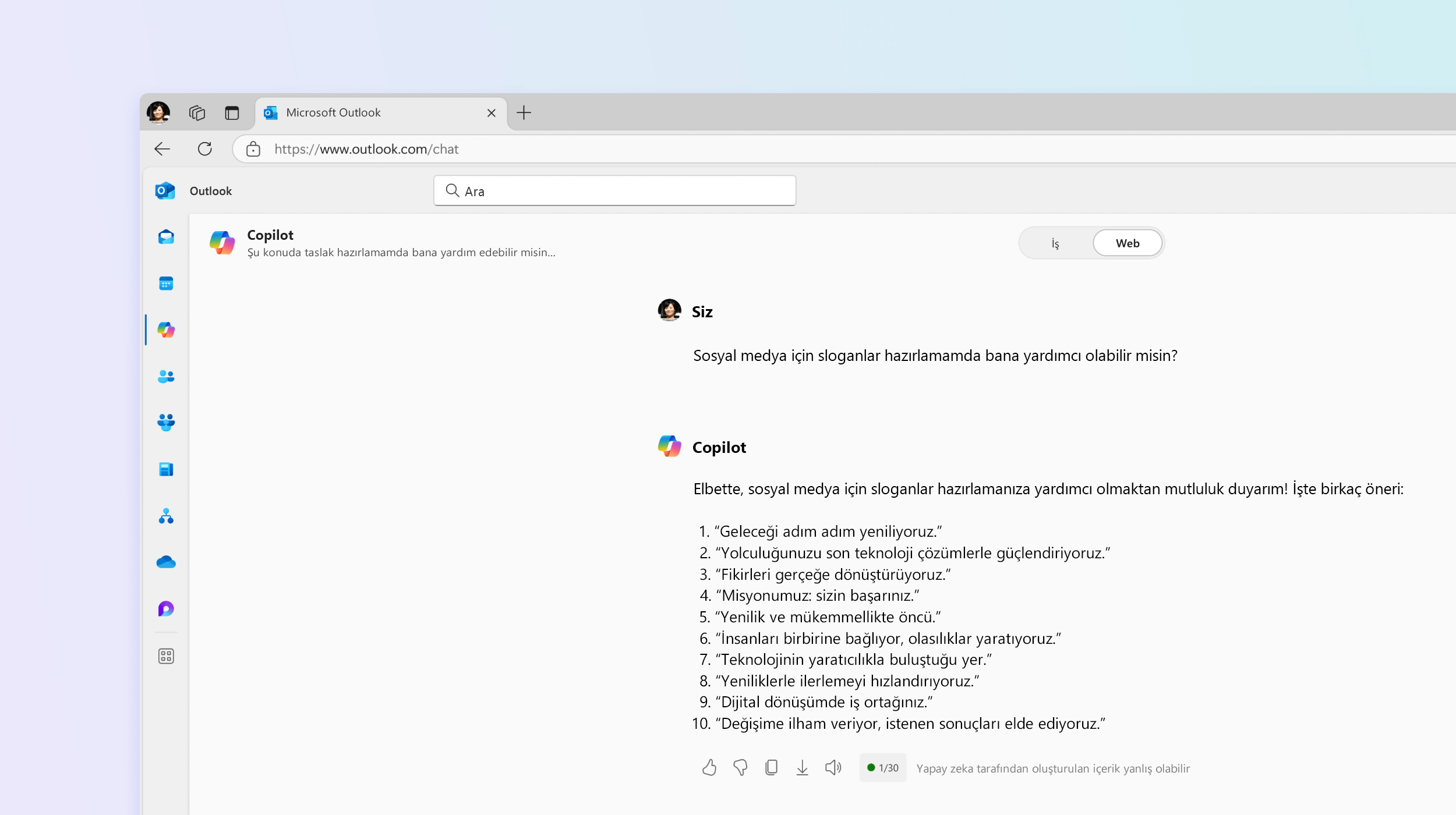 Ekran görüntüsü Microsoft 365 Chat'in bir e-posta taslağı hazırladığını gösteriyor.