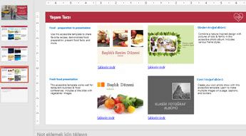 4 erişilebilir şablonun resimlerini gösteren bir slayt gösterisi ve başka slaytlar