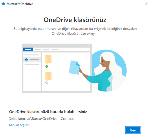 OneDrive’a Hoş geldiniz sihirbazındaki Bu Sizin OneDrive Klasörünüz ekranı