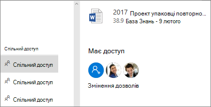 Список користувачів, які мають доступ до спільних файлів