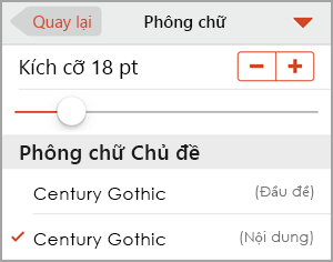 Chọn một cỡ phông