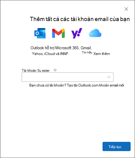 Thêm tài khoản trong Outlook for Windows mới