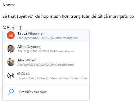 @đề cập đến trong Outlook trên web