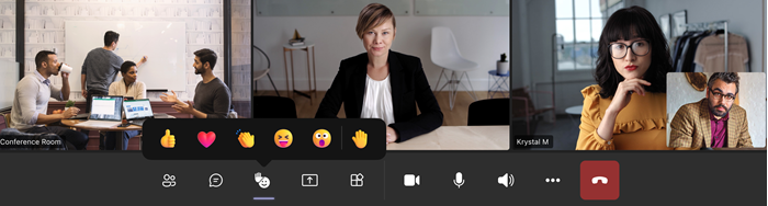 Hình ảnh phản ứng biểu tượng cảm xúc 3D trực tiếp trong cuộc họp Teams trên thiết bị di động.