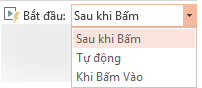 Tùy chọn Phát lại video từ PC của bạn sẽ: Theo Trình tự Bấm, Tự động hoặc Khi Bấm chuột Vào