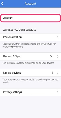 Đã chọn tài khoản Swiftkey