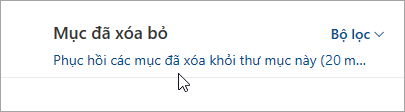 Ảnh chụp màn hình của nút khôi phục các mục đã xóa khỏi thư mục này