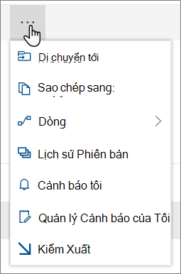 Các tùy chọn menu Di chuyển đến và Sao chép vào trong dẫn hướng trên cùng cho SharePoint Online khi tệp hoặc thư mục được chọn