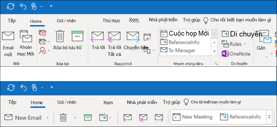 Bây giờ bạn có thể chọn từ hai trải nghiệm Ribbon khác nhau trong Outlook.