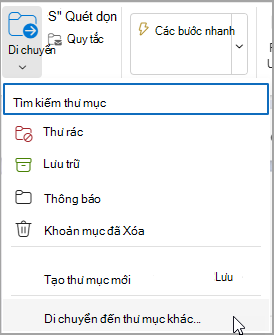 Chọn Di chuyển và chọn một thư mục để di chuyển thư của bạn đến.