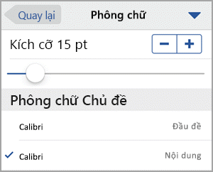 Chọn cỡ phông